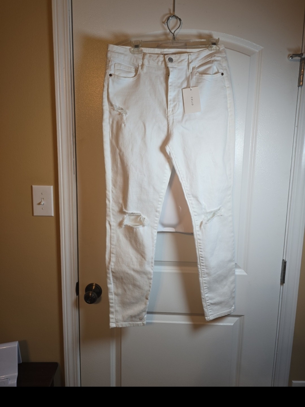Cello Jeans white high-rise skinny distressed jeans
